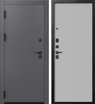 Дверь V-18 Черный муар + Кашемир графит - Кашемир сильвер