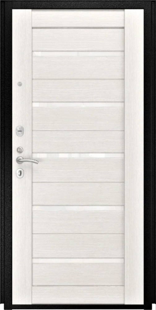 Входная дверь ДвериПРО Модель L-48 СБ-1 (лак. белое, 16мм, беленый дуб) DPRO197039 внутренняя сторона